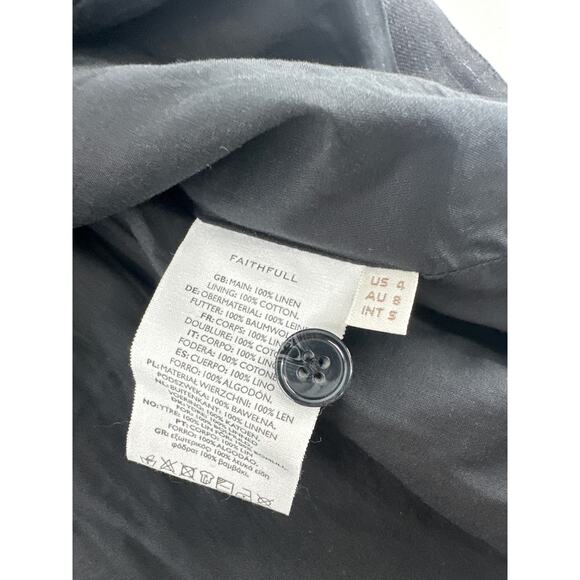 Faithfull Black Linen Seema Top Size 4 - Picture 9 of 13